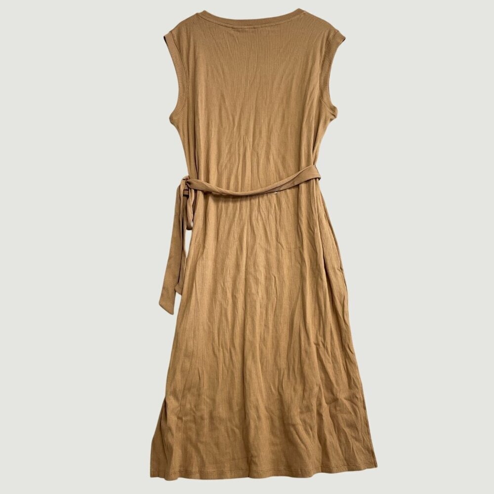 NEW Lands' End Women's Size L Sleeveless Rib Knit Midi Dress Brown - Picture 5 of 13